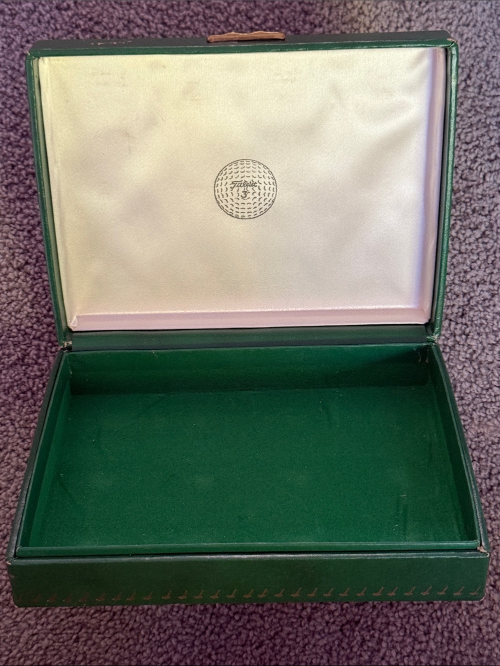 Titleist Golf Ball Gift Box - Vintage Green Lined Holds 4 3-ball Sleeves.